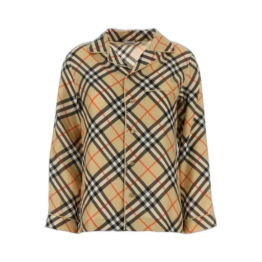 Vintage Check-Printed Buttoned Pajama Top
