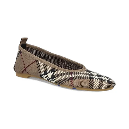 Checked Slip-On Flat Shoes
