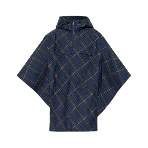 Ekd Motif Check Pattern Hooded Poncho