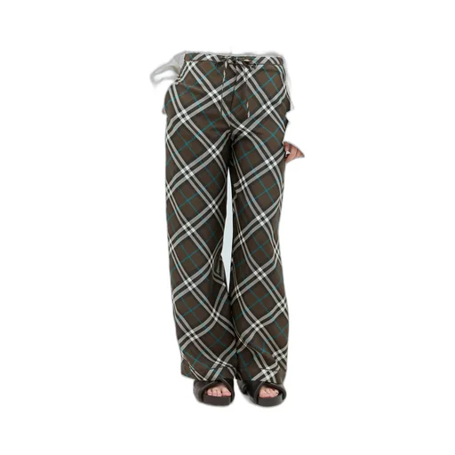 Straight-Leg Checked Drawstring Trousers