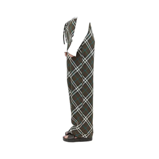 Straight-Leg Checked Drawstring Trousers