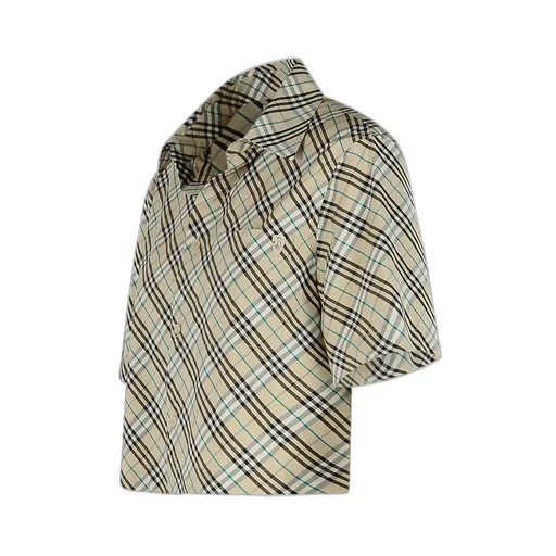 Short-Sleeved Checked Cropped Shirt