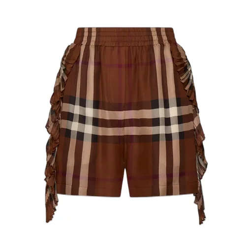 Checked Fringed-Detail Shorts