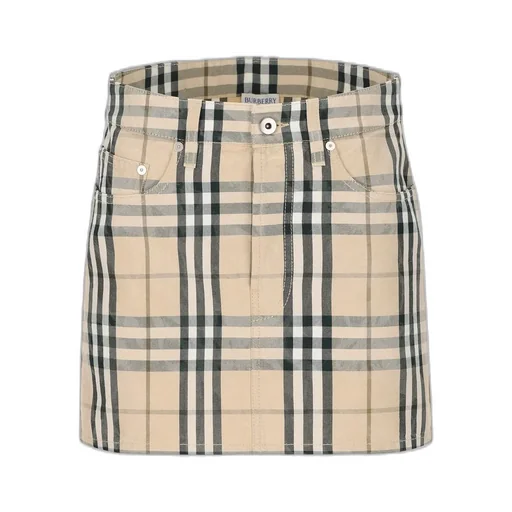 Checked Denim Mini Skirt