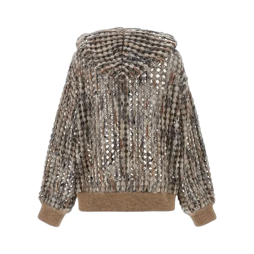Sequin Embellished Zip-Up Cardigan