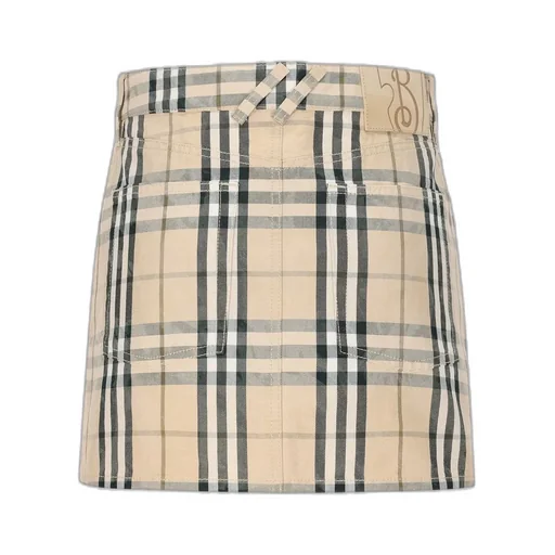 Checked Denim Mini Skirt