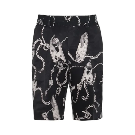 Chain Link-Printed Knee-Length Shorts