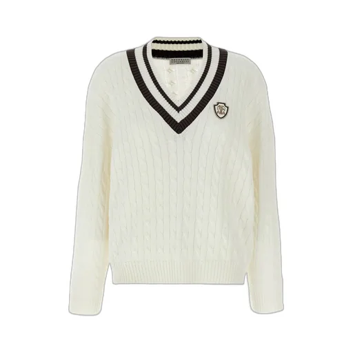 V-Neck Braided Knitted Jumper