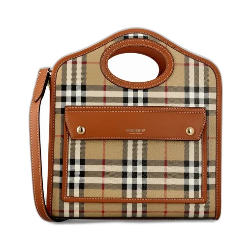 Hollow-Handle Checkered Mini Tote Bag