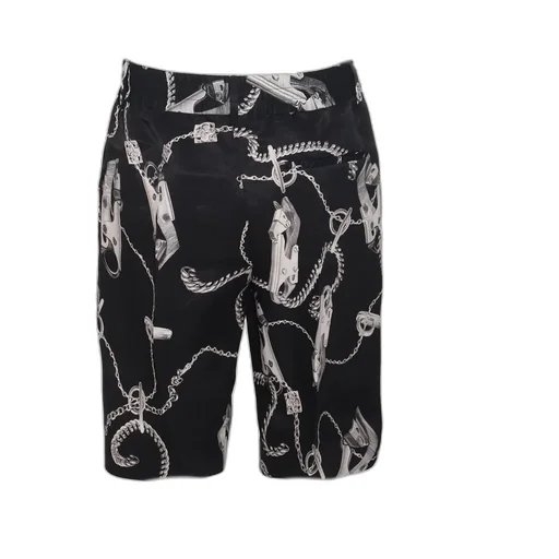 Chain Link-Printed Knee-Length Shorts