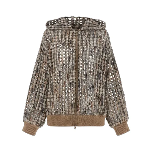 Sequin Embellished Zip-Up Cardigan