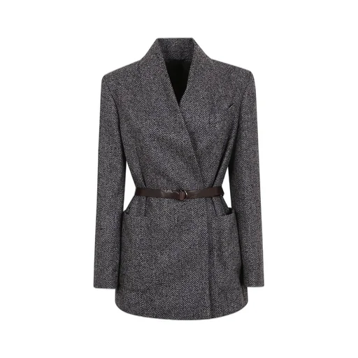 Herringbone Patterned Belted Jacket