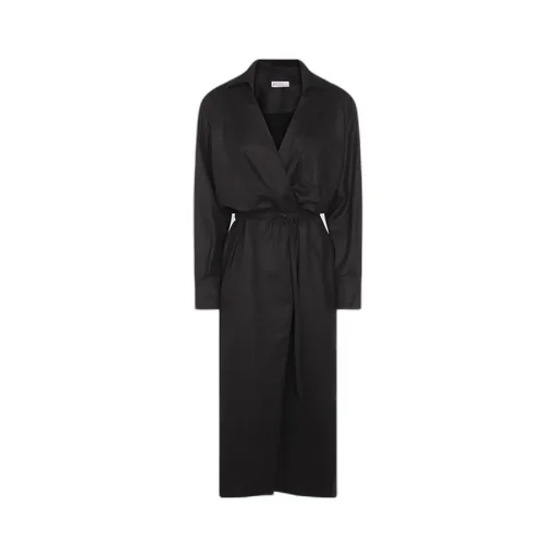 Long Sleeved Wrap Detailed Midi Dress