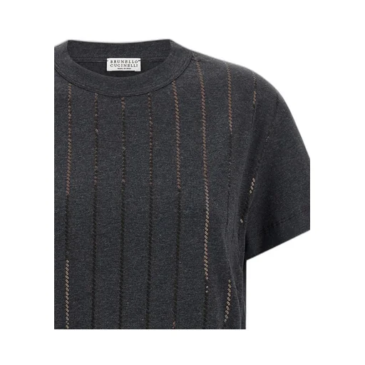 Dazzling Chalk Stripe Embroidered T-Shirt