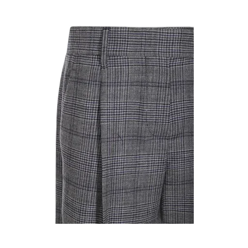 Checked Pleated Pants