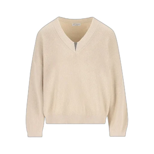 Monili-Embellished V-Neck Jumper