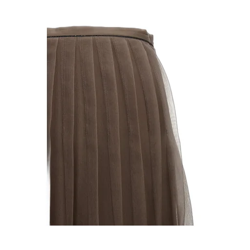Pleated Tulle Midi Skirt
