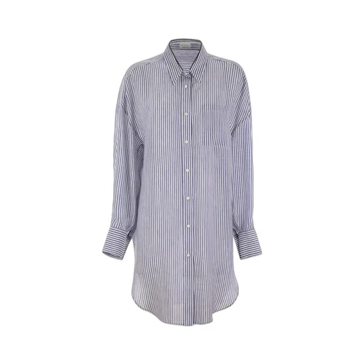 Monili-Trim Striped Long Shirt