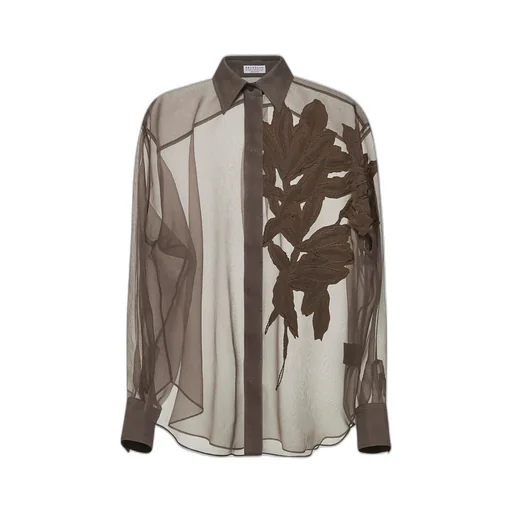 Herbarium Appliqué Crispy Satin Shirt