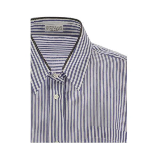 Monili-Trim Striped Long Shirt