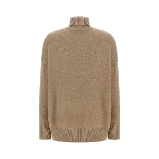 Turtleneck Sequin Embellished Knitted Jumper