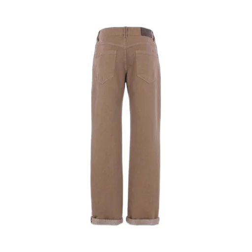 Logo Patch Turn-Up Hem Jeans