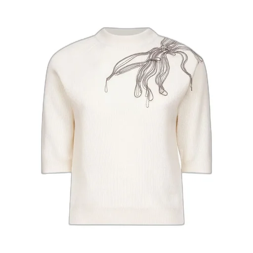 Short-Sleeved Ribbed Knit Jumper