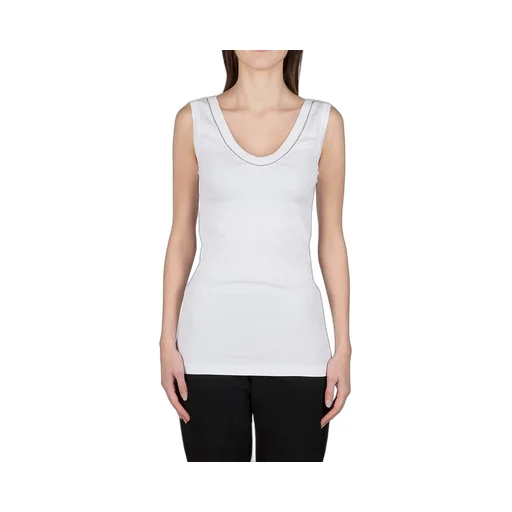 Monili Embellished Trim Ribbed-Knit Tank Top