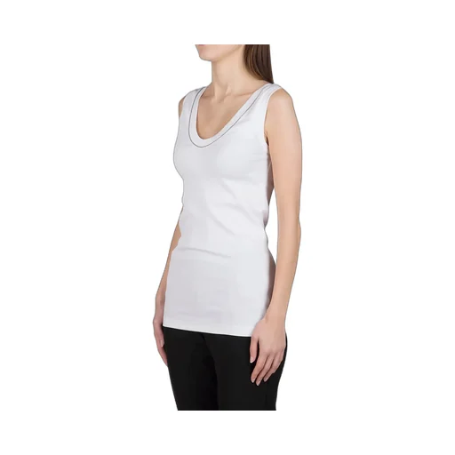 Monili Embellished Trim Ribbed-Knit Tank Top