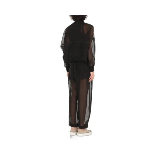 Shiny Trim Organza Bomber Jacket
