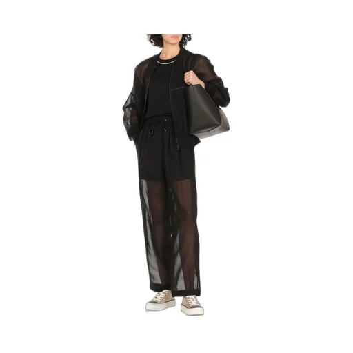 Shiny Trim Organza Bomber Jacket