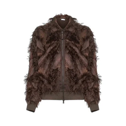 Zip-Up Ribbed Hem Bomber Jacket