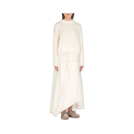 Organza And English Rib Knit Faux-Layered Sweatshirt