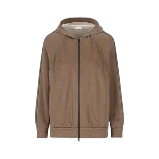 Trim Embellished Zipped Hoodie