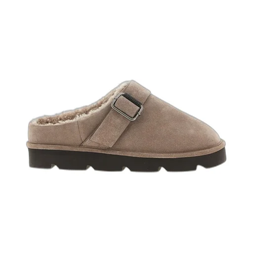 Round Toe Buckled Mules
