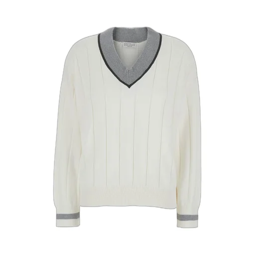 Monili-Trim V-Neck Jumper