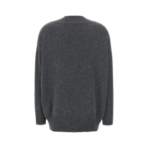 V-Neck Sequin Embellished Knit Jumper