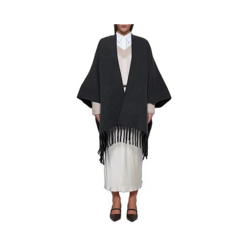 Fringed-Edge Knitted Cape