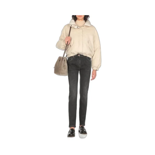 Iridescent-Effect Zipped Down Jacket