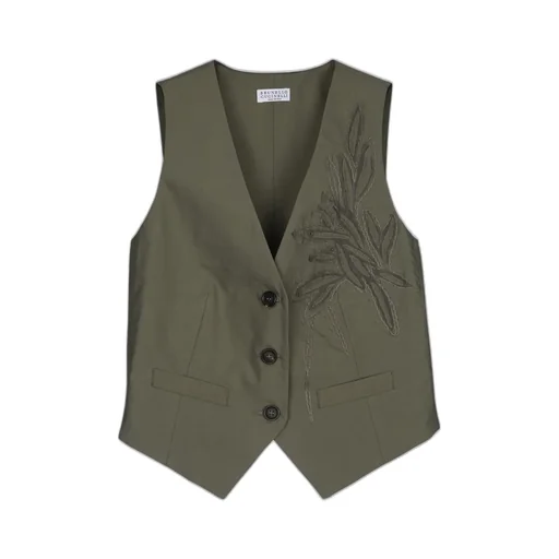 Herbarium-Appliqué V-Neck Waistcoat