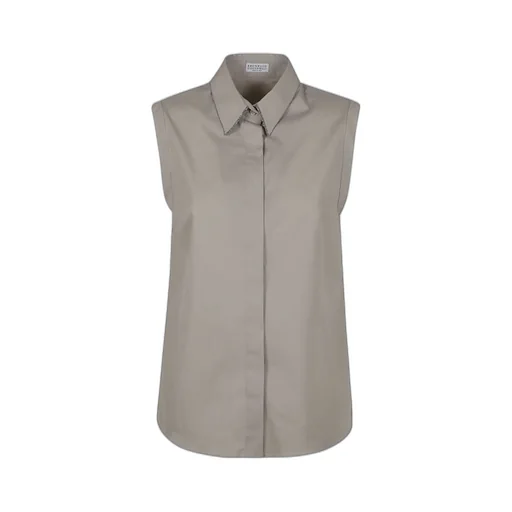 Sleeveless Curved Hem Shirt