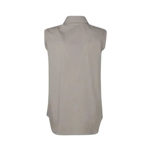 Sleeveless Curved Hem Shirt