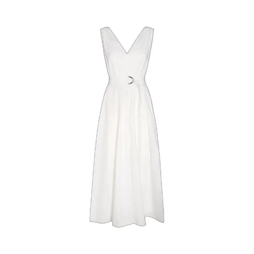 Belted Pleated Midi Dress