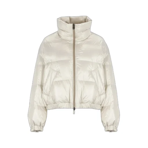 Iridescent-Effect Zipped Down Jacket