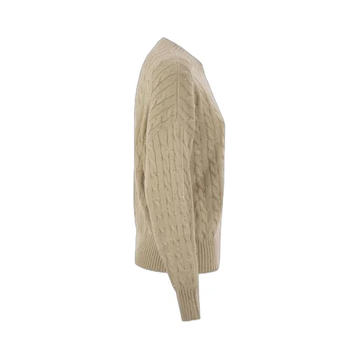 Sequin Embellished Cable-Knit Jumper