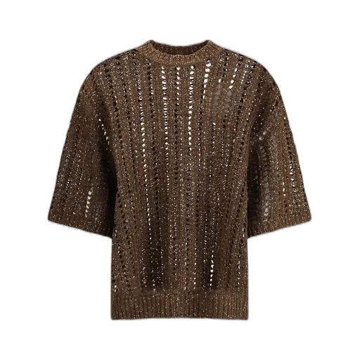 Short-Sleeved Crewneck Knitted Jumper