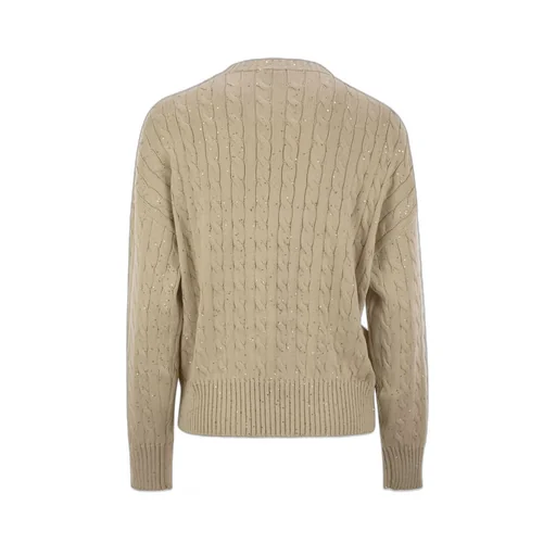 Sequin Embellished Cable-Knit Jumper