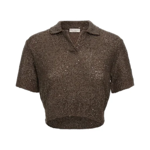 Sequin Embellished Polo Top