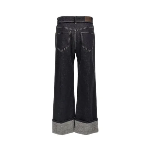High-Waisted Turn-Up Brim Jeans