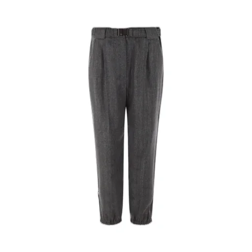Belted-Waist Ankle Zipped Trousers
